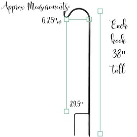 BANBERRY DESIGNS Shepherd Hooks Black for Hanging Lanterns Plants Windchimes - Set of 4 - Each is 38 Inches Tall - Outdoor Lanterns Pathway…