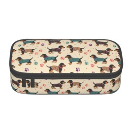 LYEMVHE Dachshund Pencil case Big Capacity Pen Pouch Zipper Marker Desk Stationary Bag for College Office Organizer for University