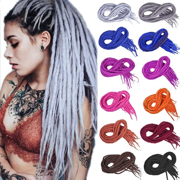 Generic Double Ended Dreadlocks Extensions 15 Strands/Pack Rose Red Handmade