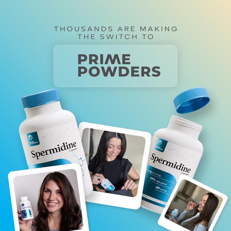 Prime Powders Spermidine Capsules Gluten Free 99% Concentration 100x More