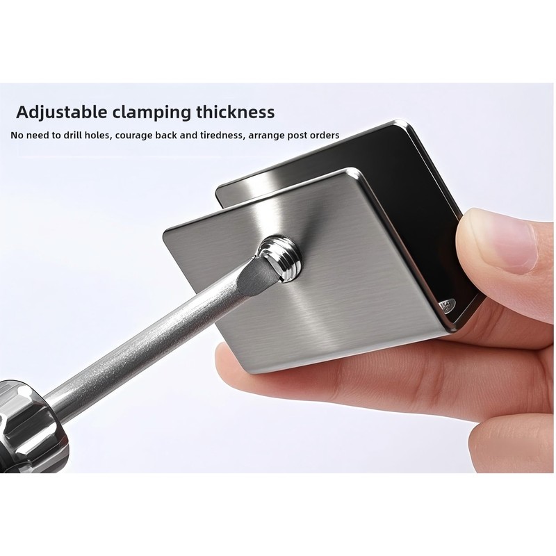ZAXPHUMAX Stainless Steel Glass Clip Bracket 304, 3 Sizes (1/4”