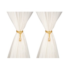 SUQ I OME 2 Pack of Luxury Crystal Beaded Magnetic Curtain Tieback and Holdback Curtain Clips Curtain Buckle Curtain Holder Blingbling Curtain Holdbacks for Drapes,Champagne