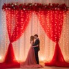 10x10ft Red Tulle Backdrop Curtain with Lights String for Parites,