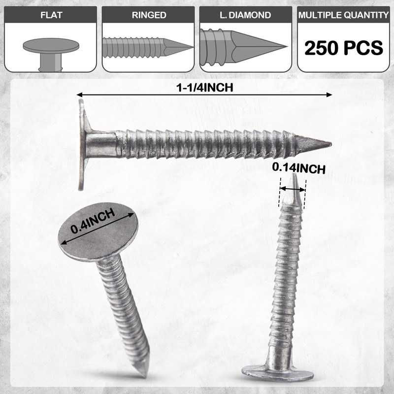 Tandefio 250 Pcs Aluminum Siding Nails Siding and Panel Nails