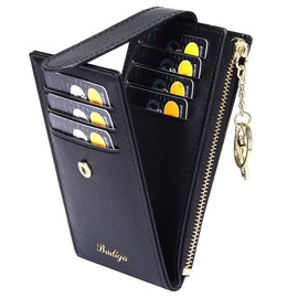 Badiya RFID Card Holder Wallet for Women Slim Bifold Zipper Card Cases Money Organizers UPDATE