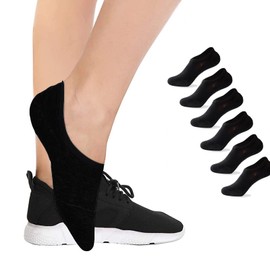 5 Pares Calcetines Invisibles de Algodón, Calcetas Deportivos para Hombre y Mujer, Tiñes de Corte Bajo No Show Socks Antideslizante y Duradero - Negro