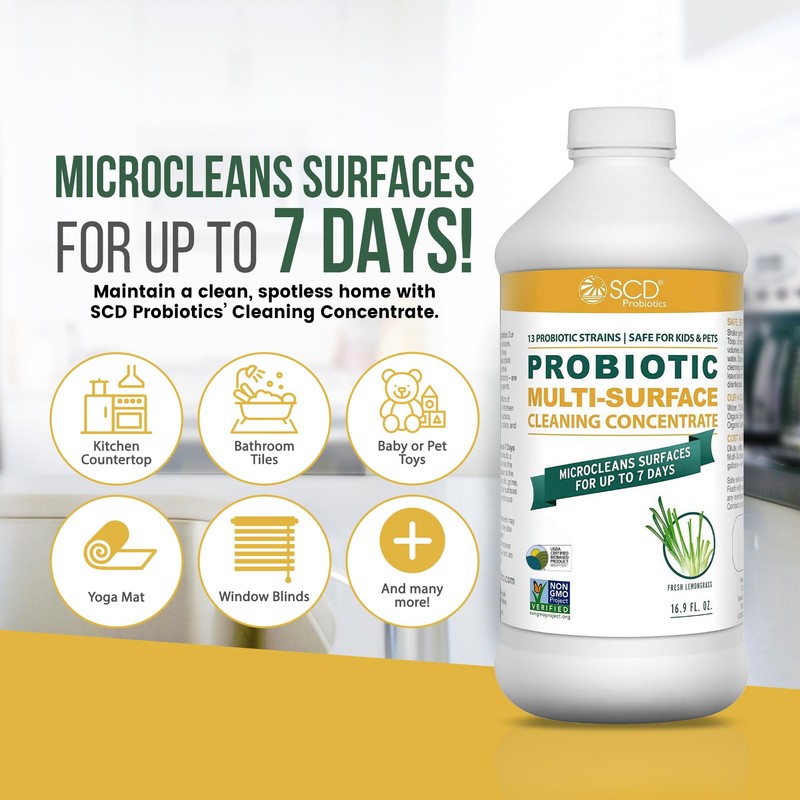 Probiotic Multi-Surface Cleaning Concentrate, Lemongrass – USDA Certified Biobased, Microcleans