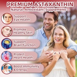 Astaxantina de 24 mg con aceite MCT, suplementos antioxidantes de astaxantina orgánica con Ashwagandha, apoya los ojos, la piel, el sistema inmunológi