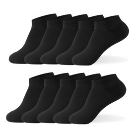 MOSOTECH Men's Socks, Set of 5, Ankle Socks, Summer, Sweat Absorbent, Deodorizing, Breathable, Business, Short Socks, 9.4 - 11.0 inches (24 - 28 cm), A-Black*10, 24.0-28.0 cm