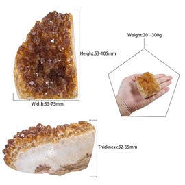mookaitedecor Natural Citrine Crystal Cluster Geode, Self-Standing Yellow Quartz Stone Raw Crystals and Minerals Specimen for Healing Home Decor, 201-300 g