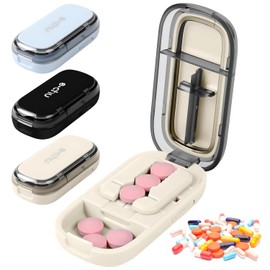 Pill Cutter Splitter for Small and Tiny Pills - 1/4 Pill Cutter with Centering Device - Easy-to-Use Splitter for Precision Cuts - for Small and Tiny (White)