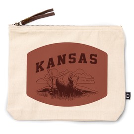 Lantern Press Kansas, Artist's Sketchbook, Bison, 100% Cotton Zipper Pouch, Travel Accessory, Go Bag