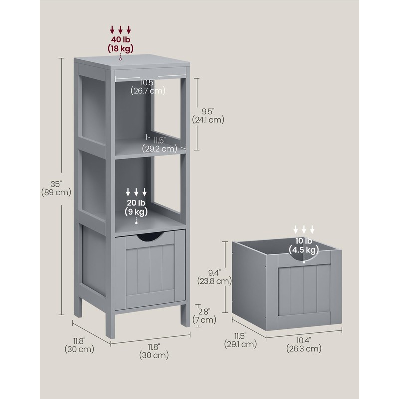 VASAGLE Storage Cabinet, Storage Organizer Rack Stand for Bathroom, Living