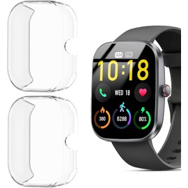 Compatible for Soudorv Smart Watch Case, Lamshaw Soft Slim TPU All Around Protective Shell Anti-Scratch Bumper Cover Case Compatible for Soudorv T70 Smart Watch-1.91" (Clear+Clear)