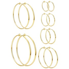 Clip On Earrings for Women Fake Hoop Earrings Stick on Earrings Non-Pierced Hoop Earrings