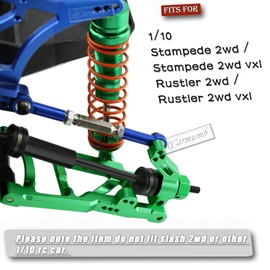 Rcarmumb Upgrades Part for 1/10 Rustler VXL 2wd/Stampede VXL 2wd,Steel #45 Driveshafts,Alloy Front Rear Shock Absorbers,Suspension A Arms,Green