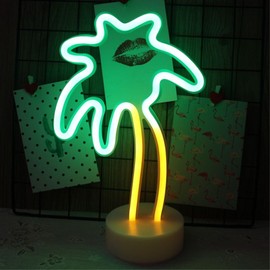 Fantasee Kokospalme Leuchtreklame, Dekorative LED Neon Nachtlicht Batteriebetrieb für Home Party Decor Kinder Spielzeug Geburtstagsgeschenk