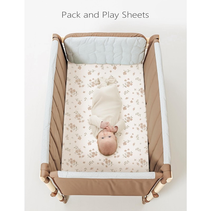 Konssy Muslin Mini Crib Sheets, 100% Soft Cotton Pack and