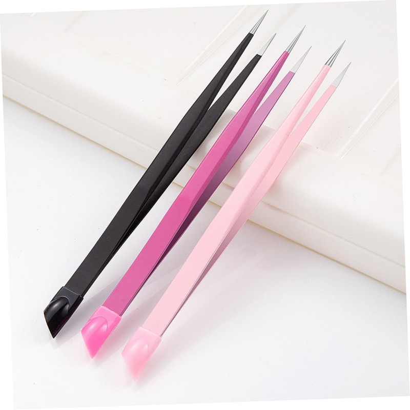 Mikinona 3pcs Dual Ended Nail Tweezers Versatile Press Head Tweezers