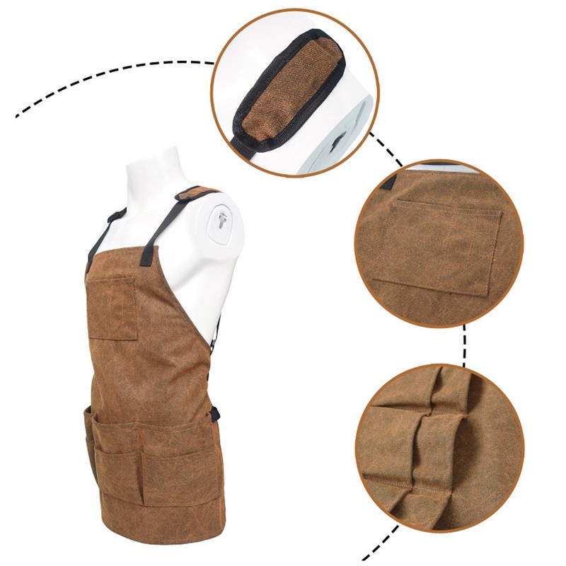 Woodworking Apron Thick Shoulder Pads Adjustable Strap Work Apron with