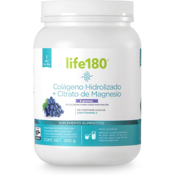 Life180, Colágeno Hidrolizado con Citrato de Magnesio en Polvo sin