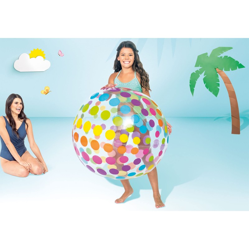 Intex Jumbo Inflatable Ball with Colorful Dot Pattern, Multi, 42"