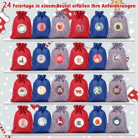 FIVAVA Advent Calendar for Filling 2023 for Children Women Large 24 Pieces 13 x 18 cm Christmas Calendar Advent Calendar Fill Yourself Advent Calendar Bags Christmas Decoration Bags for Christmas