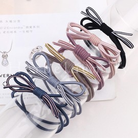 Herbeluemily Hair Rubber Hair Accessories, Ribbon, Dull Color, Casual, Tie, Set of 6, Hair Elastic Colorful