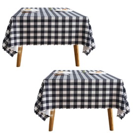 MANGATA CASA 2 manteles de cuadros negros para mesas cuadradas, mantel a cuadros, impermeable, para cocina y mesa, de poliéster, a cuadros, sin arrugas, color negro, 52 x 52 pulgadas, paquete de 2