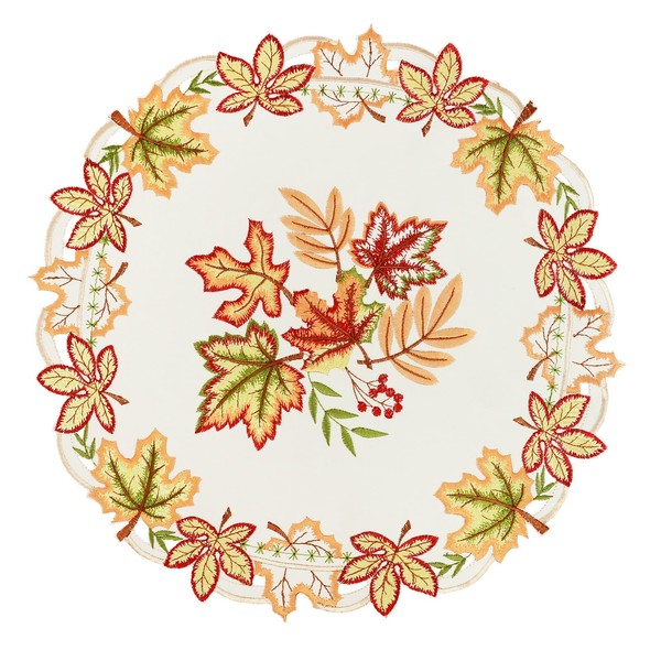 Simhomsen Thanksgiving Maple Leaves Round Doily Placemats for Autumn Or