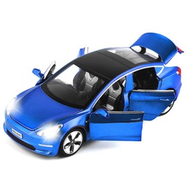 Model 3 Toy Car, 1:32 Zinc Alloy Diecast Car Toys for Kids, Pull Back Collectible Vehicle Toy Door Opening Scale Car Model with Sound and Light, Birthday Gift for Boys Girls 3+ Years Old