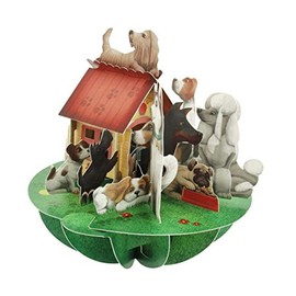 Santoro Pirouettes Dogs & Doghouse 3D Pop Up Card, Multi-Color