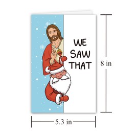 Alzombi Hilarious Christmas Card for Friend Family, Fun Christmas Card for Betie, Santa Jesus We Saw That Holiday Card