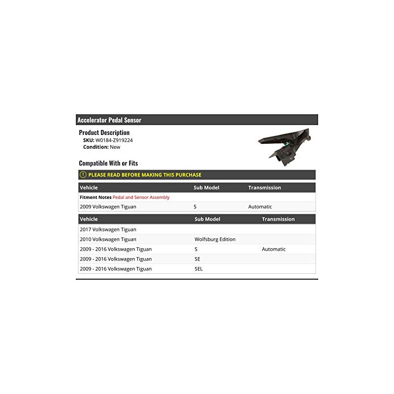 Accelerator Gas Pedal and Sensor Assembly - Compatible with 2009-2017