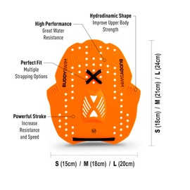 BUDDYSWIM Swimming Paddles Power Paddle for Upper Body Training Hand Paddle for Static Swimming and Strength Training of Core, Chest, Back and Arms