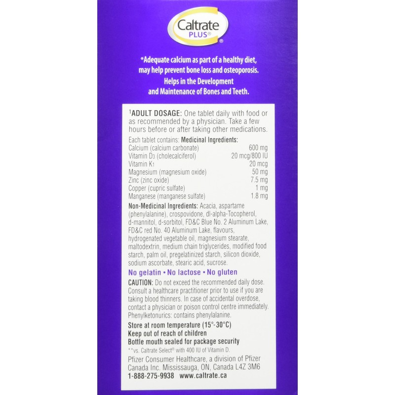 Caltrate Plus Chewables (50 Count, Cherry, Orange, Fruit Flavour), Calcium/Vitamin