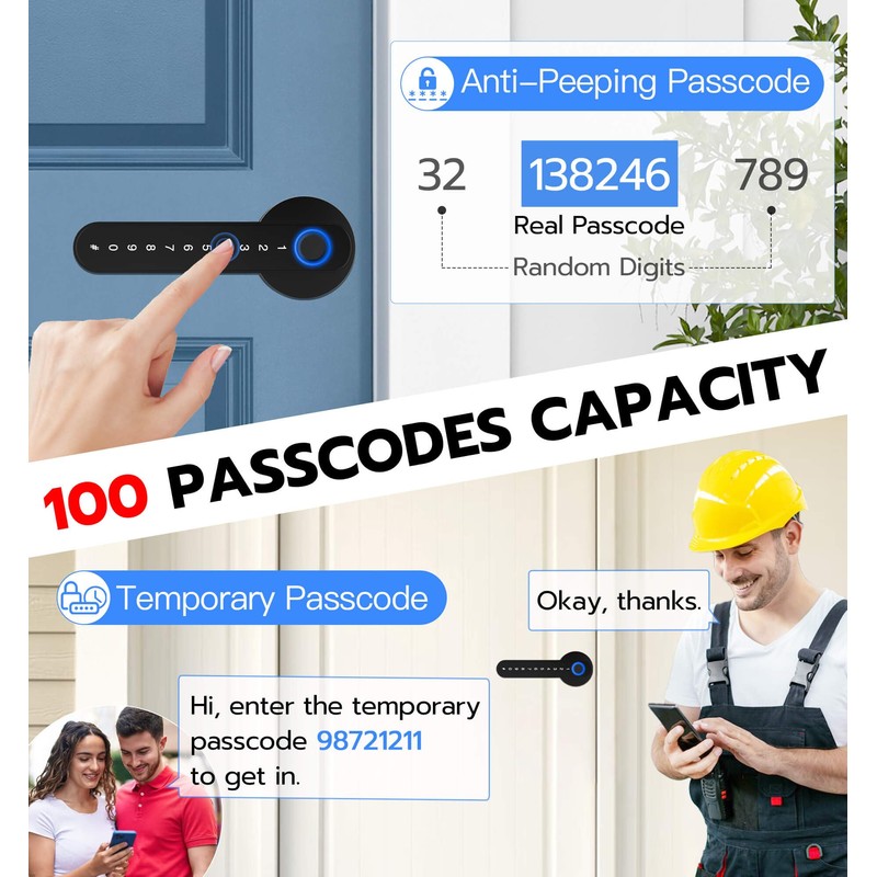 eLinkSmart Fingerprint Door Knob, Keyless Entry Door Lock with Keypad