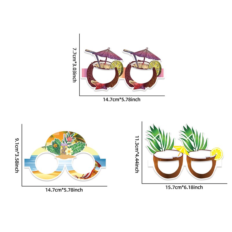18pcs Paper Eyeglasses 6 Styles Funny Hawaiian Paper Sunglasses for