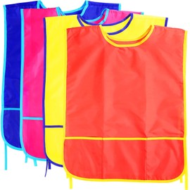 NANASO 4Pack Smock for Kids,Children Waterproof Art Smock Painting Feeding, Kids Painting Apron Handwork, Cooking, Toddler Paint Smock for Age 3-6 Years Gifts with 3 Roomy Pocket