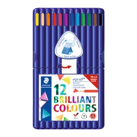 Staedtler ergosoft 157 SB12P Colouring Pencils 157, Ergonomic Triangular Shape, Intense and Bright Colours, Soft and Shatterproof Lead, Box of 12 Colours,