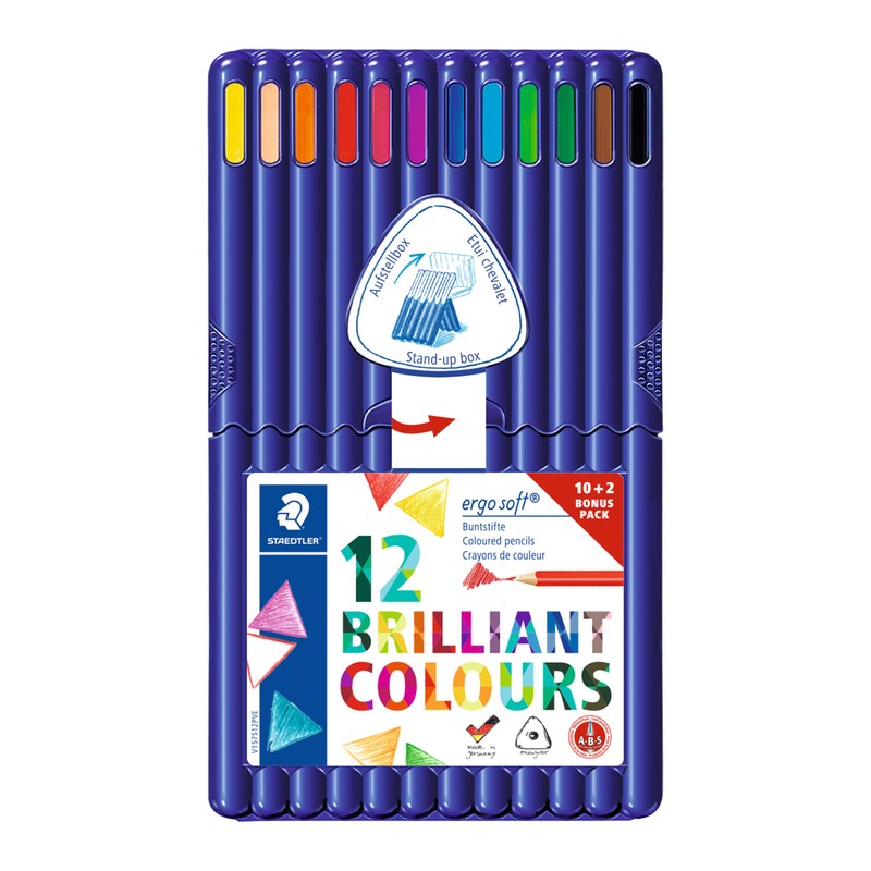 Staedtler ergosoft 157 SB12P Colouring Pencils 157, Ergonomic Triangular Shape,