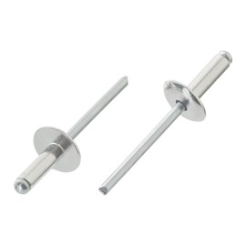 Pack of 100 Blind Rivets 4.8 x 14 mm Aluminium Steel Large Head 16 mm Pop Rivets Blind Rivets DIN 7337