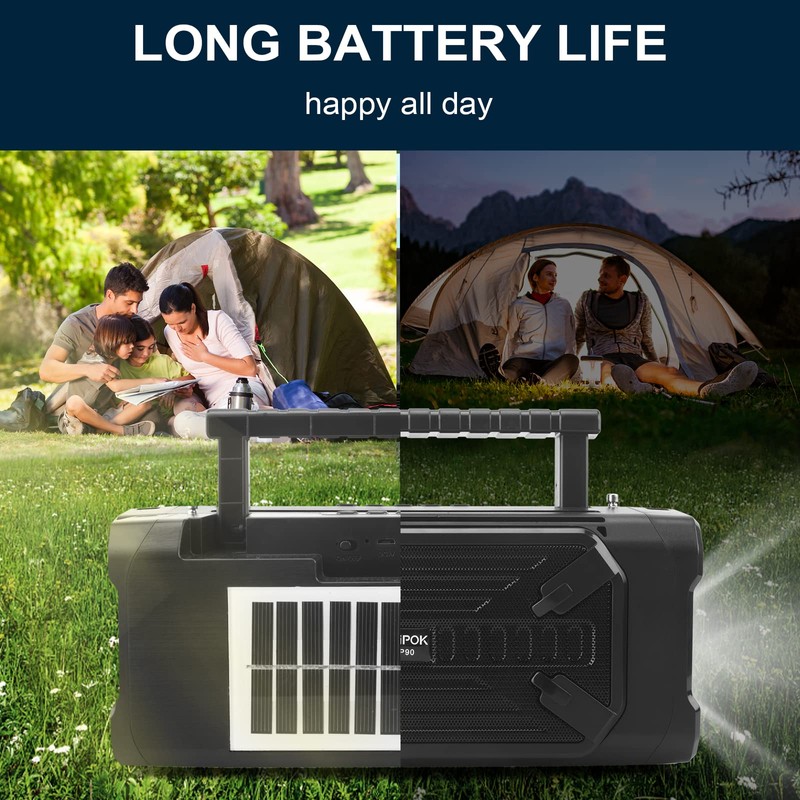 ABEAUROOSE Outdoor Solar Bluetooth Speaker with Emergency Flashlight, FM Radio