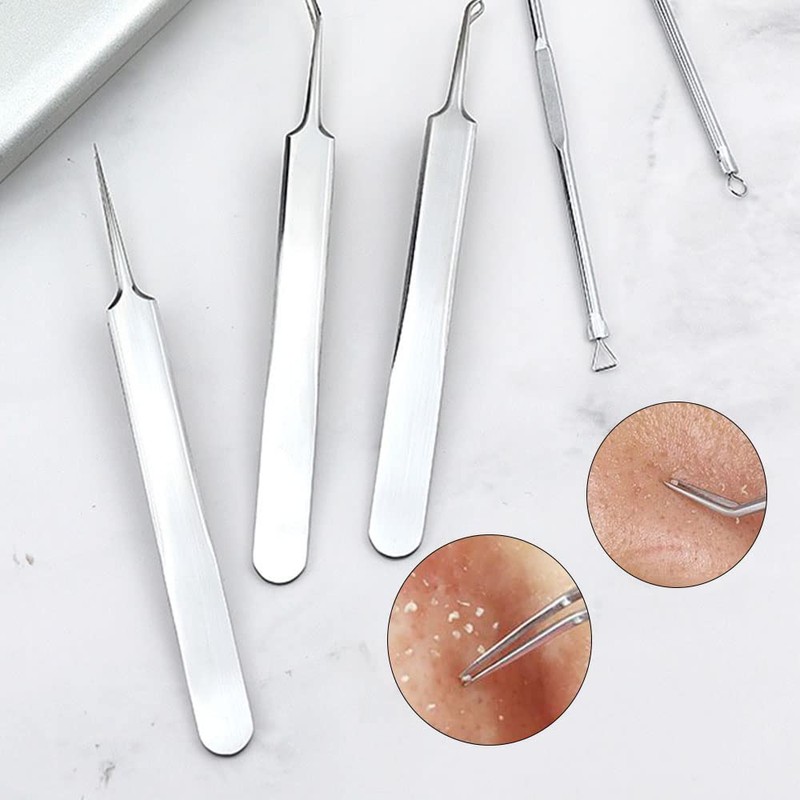 7 Piece Square Plug Tweezers, Tenless Precision Tweezers, Pore Care