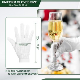 MECCANIXITY White Cotton Gloves Parades Costume Gloves Formal Tuxedo Uniform Glove Jewelry Inspection Gloves for Men Women Marching Band Cosplay Wedding Part, Pair of 12