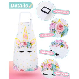 WERNNSAI Rainbow Unicorn Toddler Aprons - Kids Aprons for Girls Toddler Paint Art Smock Waterproof Cooking Baking Painting Gardening Artist Chef Apron for Kids Age 2-5 Years