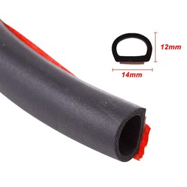 CGnaldo 5M D Shape 10M B Type Car Door Mall Weather Strip Quiet Wind Noise Isolating Black 1 Roll (5M D Type)
