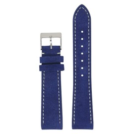 StrapsCo Classic Suede Leather Quick Release Watch Band Strap - Blue - 21mm - Long Length