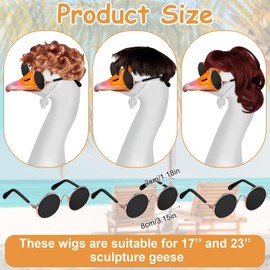 JiaUfmi 6 Pcs Porch Goose Wigs & Porch Goose Sunglasses Cute Lawn Porch Goose Wigs Porch Goose Accessories Funny Goose Decor for Outdoor Garden Patio Yard Goosey Decoration