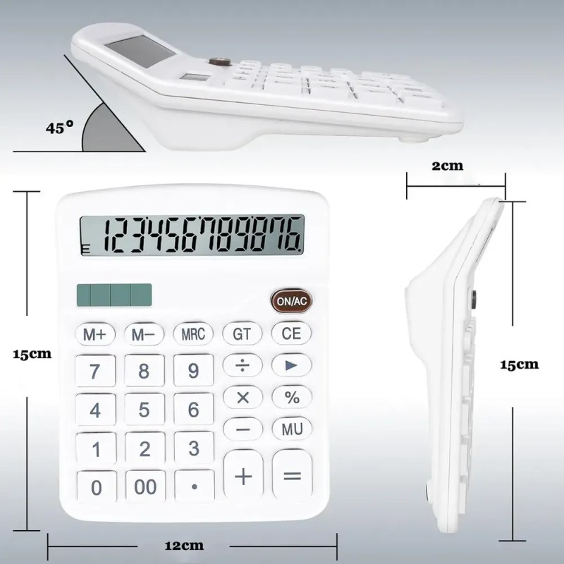 Calculadora Electrónica 12 Dígitos Computadora,energía Solar Color Blanco